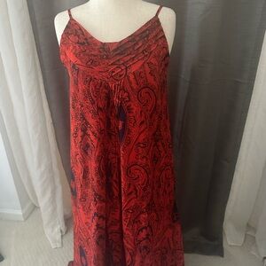 Red Paisley Spaghetti Strap Dress